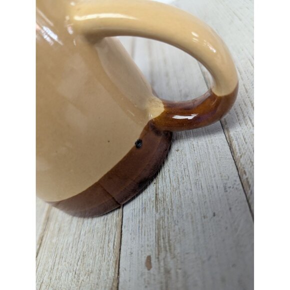 Vintage Mid Century Modern 2-Tone Drip Glaze Pottery Coffee Mugs Set of 2 - Picture 9 of 11